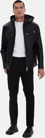 FURNIQ Horace Patterned Leather Jacket in Black at Nordstrom, Size Medium