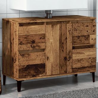 Berkfield Home Sink Cabinet Old Wood 80x33x60 cm Engineered Wood in Brown | Size: 80 x 33 x 60 cm