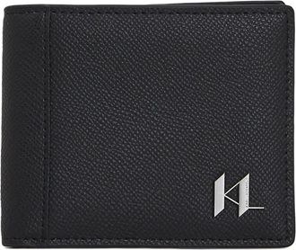 Karl Lagerfeld Portafoglio in pelle con monogramma - Nero
