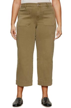 Sanctuary The Marine Crop Wide Leg Jeans in Covert Gre at Nordstrom, Size 24W
