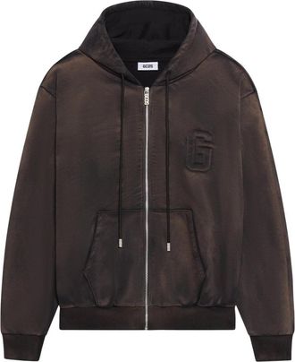 GCDS Faded Zip Up Hoodie - Heren - Vesten met rits - Zwart - L - Katoen - Hoodies & sweatvesten