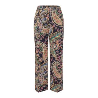 Etro Etro, Wide Trousers, female, Multicolor, Size: XL Stretch Cady Bootcut Trousers with Floral Paisley Motif