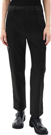 Ann Demeulemeester Broeken, Dames, Zwart, M, Katoen, Broek met Streepdetail aan de Zijkant en Cropped Lengte