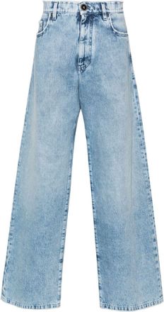 Versace mid-rise straight-leg jeans - men - Cotton/Calf Leather - 33 - Blue