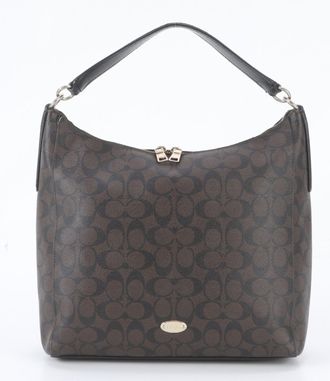 Coach Brown Leather Coated Canvas Handbag Shoulder Bag Tote Bag (Pre-Owned)