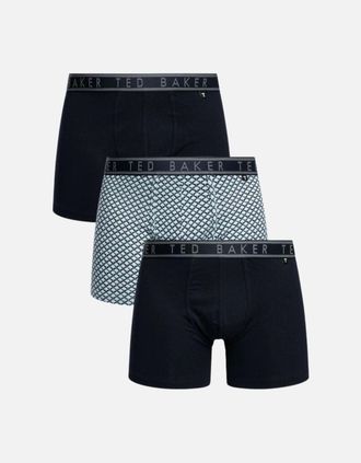Ted Baker Mens 3-Pack Palms Print Boxer Briefs, Navy - Black - Size: 33/32/32