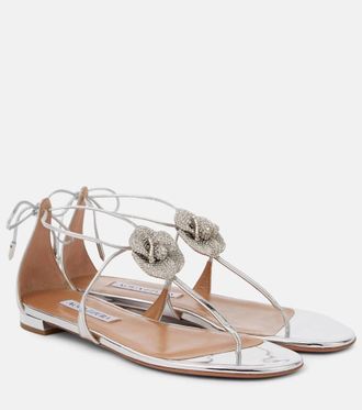 サンダル・ミュール AQUAZZURA Women Sandals TEMFLAS0 SYFCCC Silver Temptation Crystal Slide 74 Aquazzura@ Official