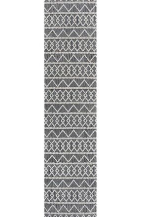 Jonathan Y Designs Aylan High-Low Pile Knotted Trellis Geometric Indoor/Outdoor Area Rug in Black/ivory at Nordstrom, Size 5Ft 0In X 8Ft 0In
