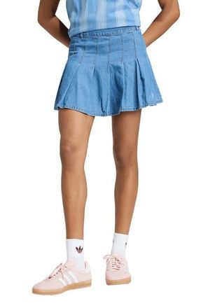 adidas Originals Pleated Denim Miniskirt in Indigo Denim at Nordstrom, Size 10