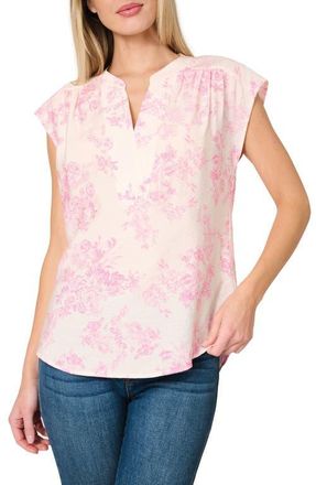 Gibsonlook Split Neck Cap Sleeve High-Low Top in Romantic Toile at Nordstrom, Size Xx-Small
