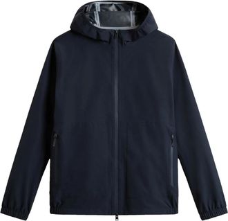 Woolrich Blauwe Capuchonrits Jas - Heren - Zomerjassen - Blauw - XL - Jassen
