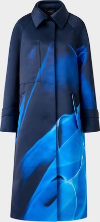 Akris Elliot Silk Duchess Alysons Cyanotype-Print Oversized Coat