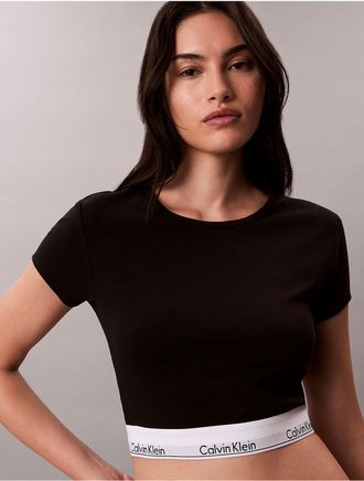 Calvin Klein Calvin Klein Womens Icon Sport Cotton Cropped T-Shirt - Black - XL
