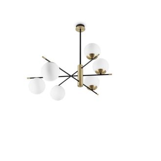 Netlighting GOURMET 6 Light Globe Multi Arm Semi Flush Ceiling Lamp Black in Yellow