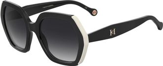 Carolina Herrera Zwart Wit/Grijs Getinte Zonnebril - Dames - Zonnebrillen - Zwart - 55 MM - Accessoires