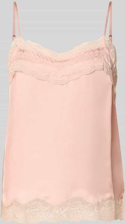 Jake*s Regular Fit Blusentop mit Spitzenbesatz in Hellrosa, Gr&ouml;&szlig;e 32