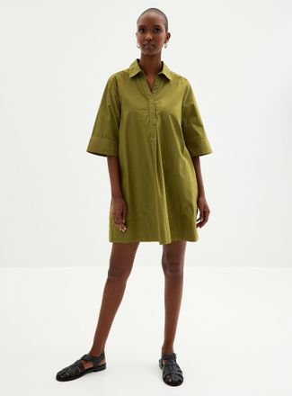 Contemporaine Womens Johnny collar poplin dress