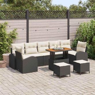 vidaXL Vidaxl - Conjunto De Sof&aacute; De Jard&iacute;n 10 Pcs Negro, Crema 90 X 55 X 71 Cm