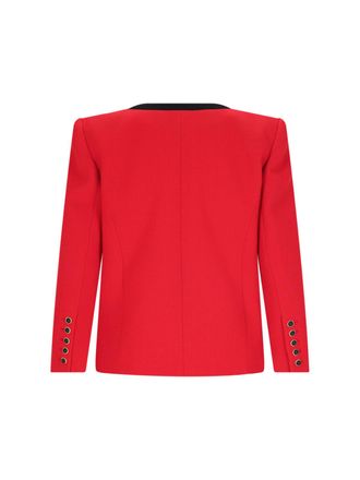 Balmain Womens Jackets Red Virgin Wool