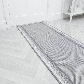 Runrug Carpet Runner Rug - Indoor/Outdoor, Reversible, 2mm - Geo in Grey | Size: 60 cm x 330 cm