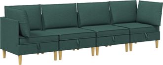 vidaXL Juego De Sof&aacute; Modular Con Almacenamiento 4 Uds. Verde Oscuro Vidaxl