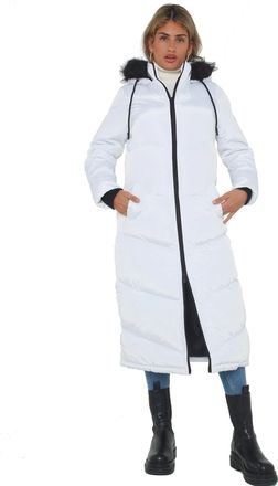 SS7 Womens Parka Coat Padded Showerproof Hood Maxi Jacket White