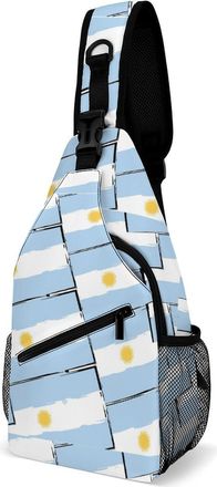 Generic Rgentinian Flag Mens Shoulder Bags Sling Crossbody Backpack Travel Hiking Chest Bag with Small Side 38x20cm