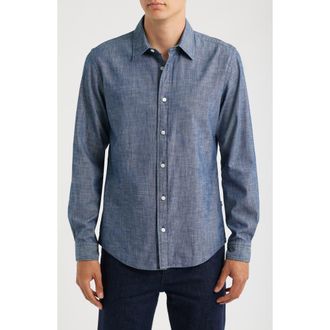 BOSS Roan Kent Slim Fit Cotton Button-Up Shirt in Dark Blue at Nordstrom, Size Xx-Large