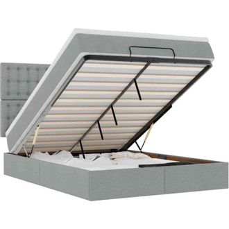 vidaXL Vidaxl - Estructura Cama Otomana Con Colch&oacute;n Tela Gris Claro 140x190 Cm