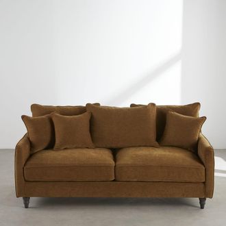 Maisons du monde Sof&aacute; cama de 3 plazas de tela color bronce