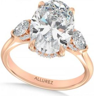 Allurez Oval Lab Diamond Engagement Ring 14K Rose Gold (7.00ct)