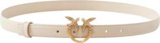Pinko Love Berry H2 Womens Calf Belt Set (1 Pack), Beige - Smoke Grey - Antique Gold, M