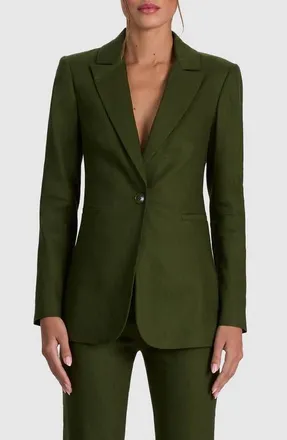 Alice & Olivia Breann Long Fitted Blazer in Dark Fern at Nordstrom, Size 10