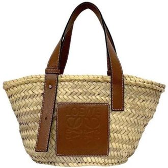 Loewe Pre-owned Tote Bags, female, Beige, Size: ONE SIZE Pre-owned Raffia Tote Bag