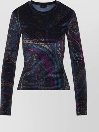 Etro jersey top with multicolor paisley print