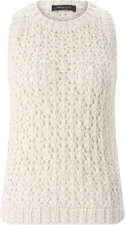 Fabiana Filippi Embellished Knitted Top - Dames - Tops zonder mouwen - Wit - 3XS - Pailletten - Tops