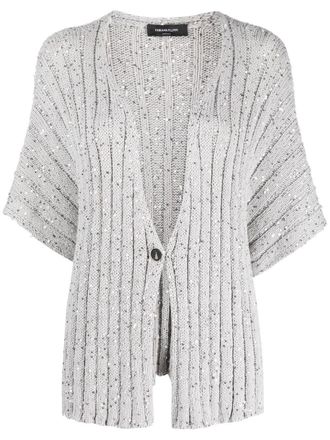 Fabiana Filippi Cardigan a coste con paillettes - Argento