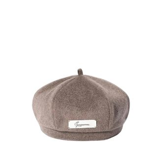 Jacquemus Virgin Wool Panel Beret - Dames - Accessoires - Bruin - Maat: 56 CM Wol