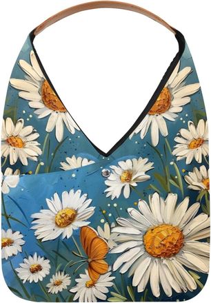 Generic Butterflies Daisies Flower (8) Reusable Lightweight Grocery Bags - Foldable Into Compact Pouch, Washable & Sturdy, Multipurpose for Shopping and Trave