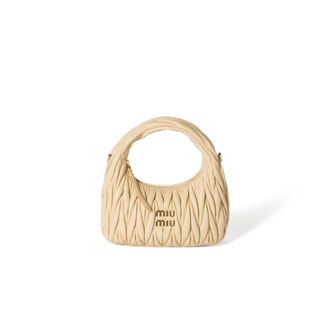 Miu Miu Wander Matelass&eacute; Nappa Leather Hobo Bag, Woman, Soy Green