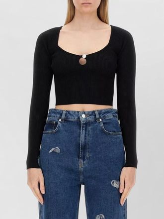Moschino ribbed cropped knitted top