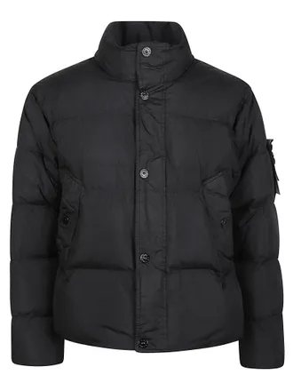 Stone Island RDS Cropped Black High Collar Down Jacket