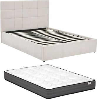 Vente-Unique Canap&eacute; abatible 160 x 200 cm - Tela - Beige + Colch&oacute;n - HOPEYA de Pascal Morabito