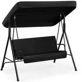 Yaheetech Homevive Columpio De Jard&iacute;n De 3 Plazas Con El Toldo Ajustable En &Aacute;ngulo Y Respaldo Balanc&iacute;n Para Exterior Con Marco De Metal Y Coj&iacute;n Extra&iacute;ble Para E