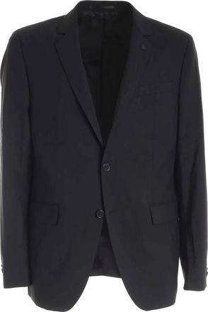Karl Lagerfeld Zwart Stretch Wollen Jas met Twee Knopen - Heren - Blazers - Zwart - L - Wol - Jassen