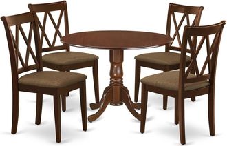 East West Furniture Dining Room Set Mahogany, DLCL5-MAH-C