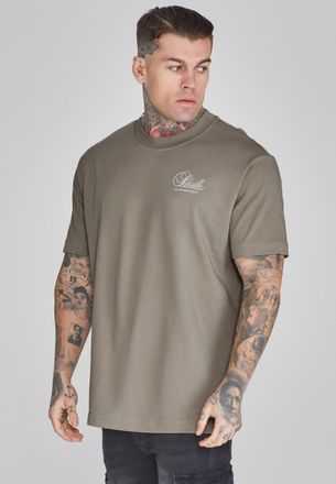 Siksilk Camiseta gr&aacute;fica caqui para hombre SikSilk L