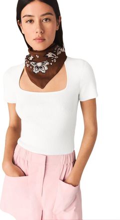 Maje Square-neck ribbed sweater in White at Nordstrom, Size X-Small