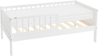 ML Design ML-Design Letto con Materasso per Bambini e Bambine 70x140 cm Bianco Lettino Singolo in Legno Massiccio con Rete a Doghe e Protezione Anticaduta