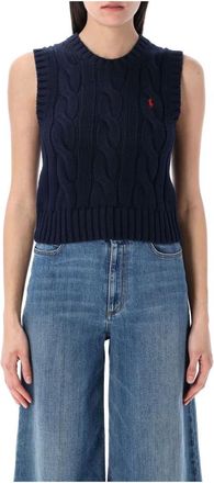 Polo Ralph Lauren Truien & Vesten, Dames, Blauw, M, Katoen, Kabel Gebreid Vest